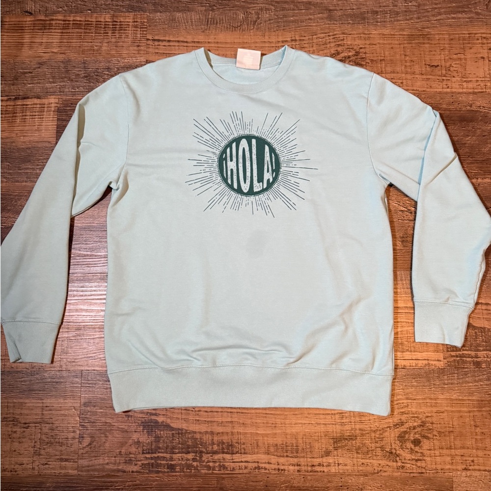 Hola Graphic Men's Sweater - Light Blue